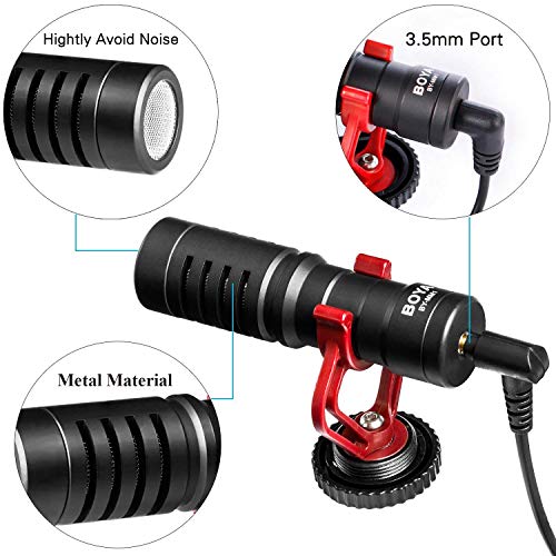 BOYA BY-MM1 Camera Microphone with Shock Mount/Windshield Universal Shotgun Microphone for Cameras & Camcorders,iPhone, Android Smartphones