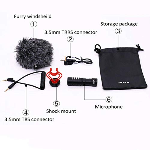 BOYA BY-MM1 Camera Microphone with Shock Mount/Windshield Universal Shotgun Microphone for Cameras & Camcorders,iPhone, Android Smartphones
