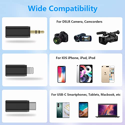 BOYA BOYALINK Wireless Lavalier Microphone for iPhone Android Camera Vlogging, All-in-One Lapel Dual Mic System & Lightning & USB-C Inputs & Battery Case for Smartphones DSLR YouTube Facebook Live