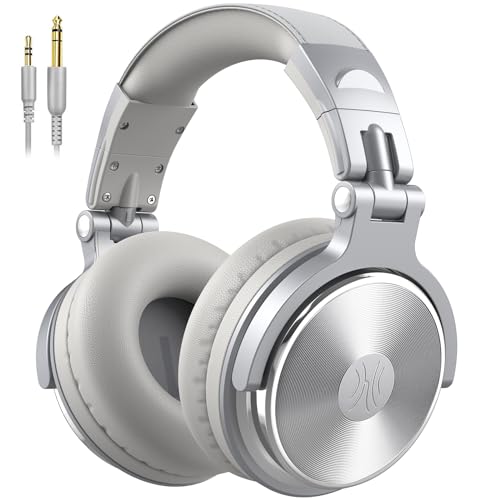 OneOdio Wired Over Ear Headphones Studio Monitor & Mixing DJ Stereo Headsets with 50mm Neodymium Drivers and 1/4 to 3.5mm Jack for AMP Computer Recording Podcast Keyboard Guitar Laptop - Silver