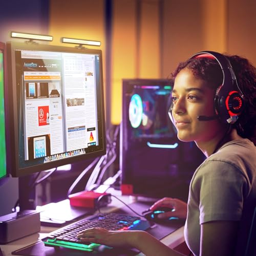 Anautin Video Conference Lighting, Webcam Monitor Light Bar Over Computer, LED Laptop Light Kit for Zoom, Podcast, Streaming, Studio, Ring Light Alternative with Dimmable & Flicker-Free Light