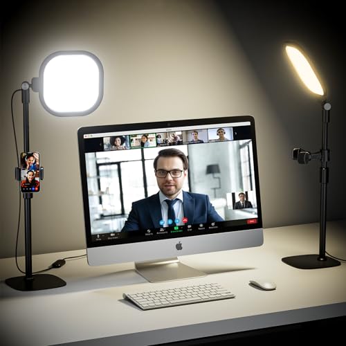 Zoom Lighting for Computer, Adjustable Desk Lighting for Video Calls, 30 Light Modes Video Conference Light, Desk Ring Light with Stand for Webcam, Meetings, Live Stream, Home Office. CRI 97.8