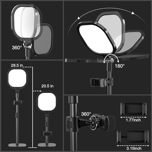 Zoom Lighting for Computer, Adjustable Desk Lighting for Video Calls, 30 Light Modes Video Conference Light, Desk Ring Light with Stand for Webcam, Meetings, Live Stream, Home Office. CRI 97.8