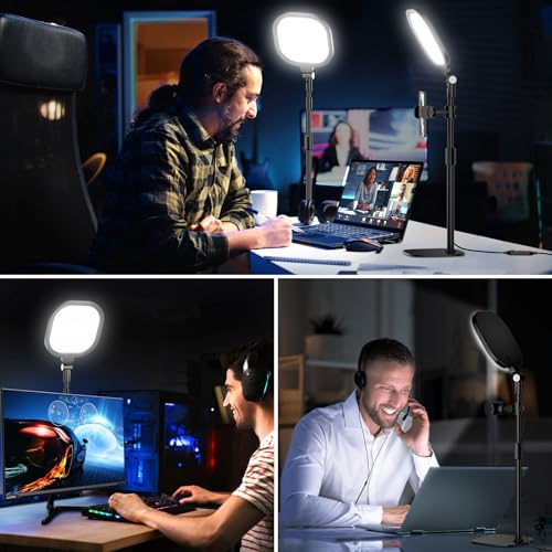 Zoom Lighting for Computer, Adjustable Desk Lighting for Video Calls, 30 Light Modes Video Conference Light, Desk Ring Light with Stand for Webcam, Meetings, Live Stream, Home Office. CRI 97.8