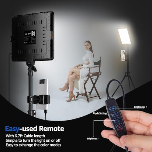 2-Pack LED Video Light Kit, NiceVeedi Studio Light, 2800-6500K Dimmable Photography Lighting Kit with Tripod Stand&Phone Holder, 73" Stream Light for Video Recording, Game Streaming, YouTube…