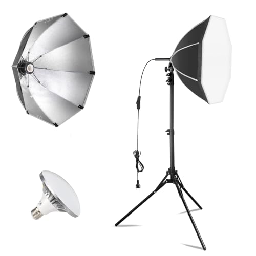 Softbox Photography Lighting Kit, NiceVeedi 20" Softbox Lighting Kit with 5400K 650W Equivalen LED Bulbs & 63" Tripod Stand, Studio Light Kit for Photography Portraits Advertise Shooting, Video Record