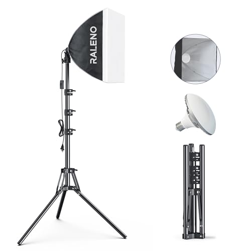 RALENO Softbox Lighting Kit, 16'' x 16'' Photography Lighting for TikTok with LED Bulb (50W | 5500K | 97 CRI | TLCIโฅ97), Continuous Lighting for Video Recording & Photography Shooting | Model: PS075