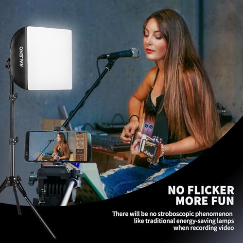 RALENO Softbox Lighting Kit, 16'' x 16'' Photography Lighting for TikTok with LED Bulb (50W | 5500K | 97 CRI | TLCI≥97), Continuous Lighting for Video Recording & Photography Shooting | Model: PS075