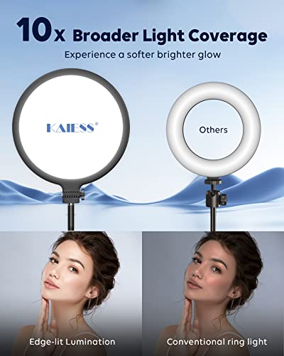 Kaiess 10.5" Desk Ring Light with Stand, Full-Screen Selfie Ring Light for Desk with Phone Holder, Desktop Laptop Light for Video Recording, Zoom Lighting for Computer, Live Streaming, Video Calls