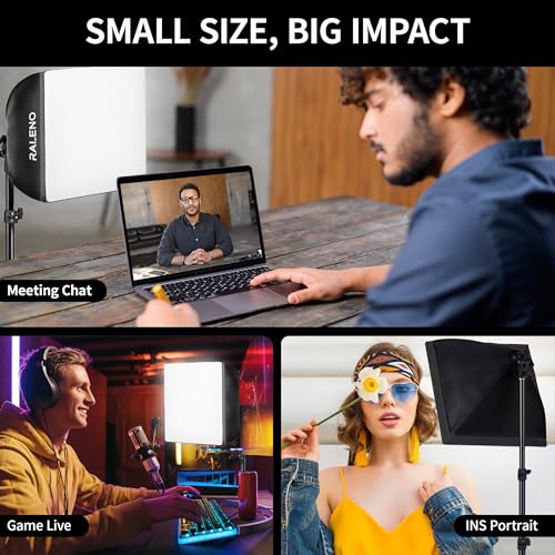 RALENO Softbox Lighting Kit, 16'' x 16'' Photography Lighting for TikTok with LED Bulb (50W | 5500K | 97 CRI | TLCI≥97), Continuous Lighting for Video Recording & Photography Shooting | Model: PS075