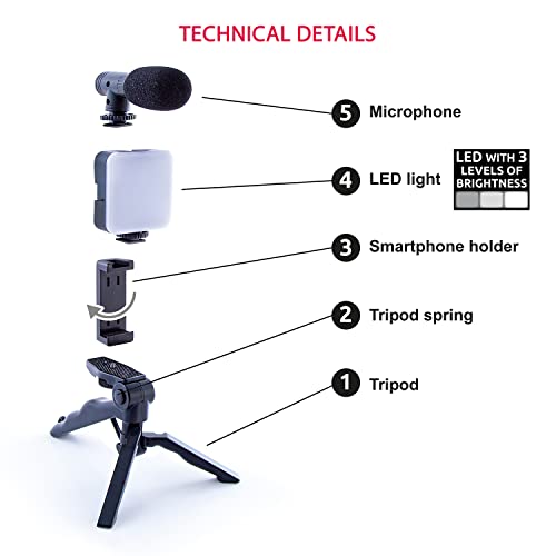Canal Toys New Studio Creator Podcast & Vlogging Kit – Record Your own podcasts and Vlogs Like Your Favorite influencers! Fold-up Tripod, LED Light & Microphone. Ages 8+