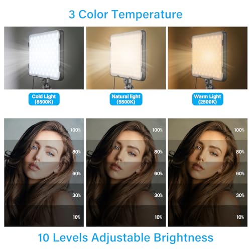 Obeamiu 3 Pack LED Video Light with 70'' Extendable Tripod Stand, 2500-8500K Photography Lighting Kit Studio Lights for Live Game Streaming/YouTube Video Recording/TikTok/Podcast/Makeup/Portrait
