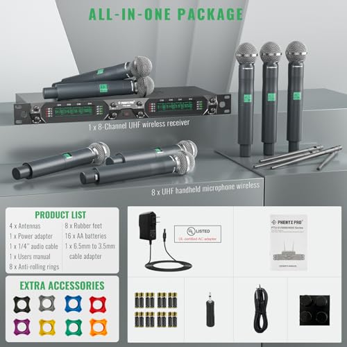 Phenyx Pro Wireless Microphone System - 8 Channels