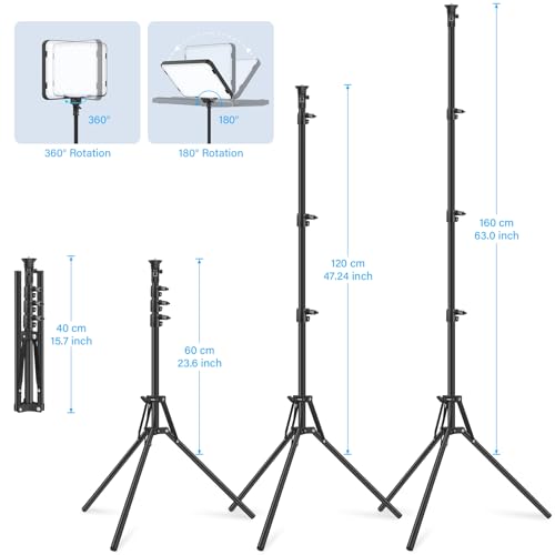 Obeamiu 3 Pack LED Video Light with 70'' Extendable Tripod Stand, 2500-8500K Photography Lighting Kit Studio Lights for Live Game Streaming/YouTube Video Recording/TikTok/Podcast/Makeup/Portrait