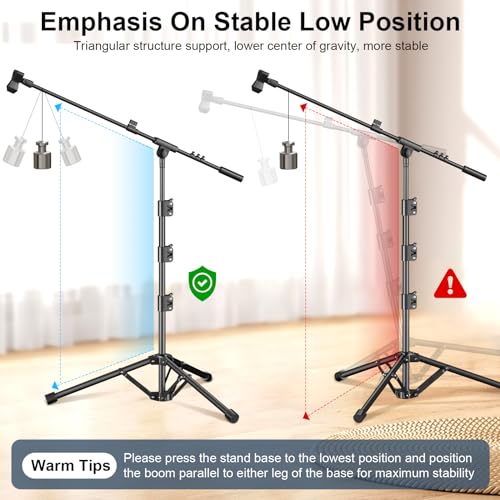 ZOMON Microphone Stand, Tripod Boom Arm Floor Mic Stand Height Adjustable Heavy Duty with Carrying Bag 2 Mic Clips 3/8" to 5/8" Adapter for Singing Podcast for Blue Yeti Shure SM58 SM48 Samson Q2U
