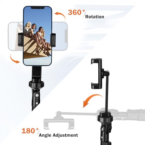 PHOPIK Phone Tripod Stand : Selfie Stick Extendable Camera & Cell Phone Tripod Stand for iPhone & Android Phone, Heavy Duty Aluminum, Lightweight