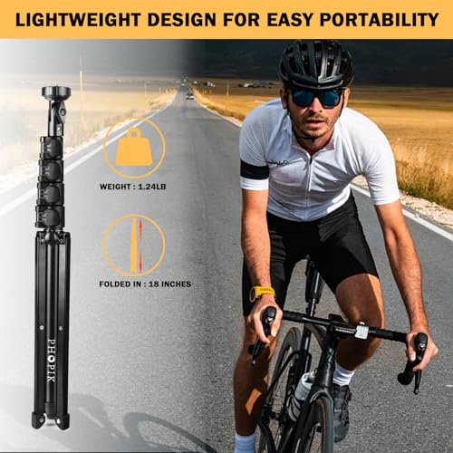 PHOPIK Phone Tripod Stand : Selfie Stick Extendable Camera & Cell Phone Tripod Stand for iPhone & Android Phone, Heavy Duty Aluminum, Lightweight