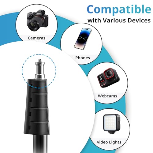 Eicaus 92’’ Tall Cell Phone Tripod Stand with 16.5’’ Flexible Gooseneck and Remote, Overhead Tripod with Adjustable 360°Ball Head & Phone Holder for iPhone 15 Pro Max/Plus/14/13/12/11, Android