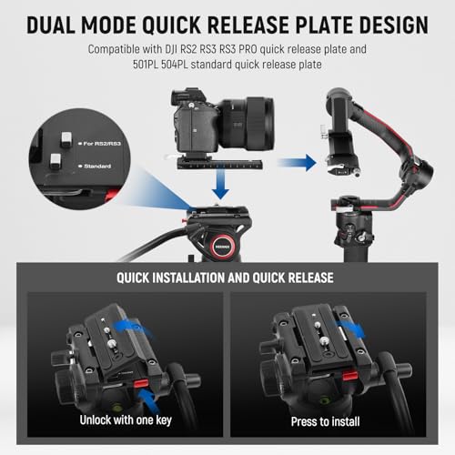 NEEWER 74" Video Tripod with Fluid Head, QR Plate, Aluminum Heavy Duty Camera Tripod Professional for DSLR Cameras Camcorders, Max Load 17.6lb/8kg, TP74