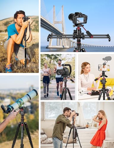 Tripod for Camera, 83" Camera Tripods & Monopods with Metal Handle, Professional Aluminum Camera Tripod, Heavy Duty Tripod for DSLR Camera Lasers Spotting Scope Binoculars Telescope, Payload 35Lb