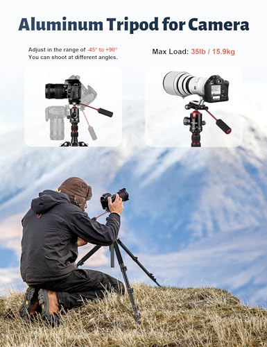 Tripod for Camera, 83" Camera Tripods & Monopods with Metal Handle, Professional Aluminum Camera Tripod, Heavy Duty Tripod for DSLR Camera Lasers Spotting Scope Binoculars Telescope, Payload 35Lb