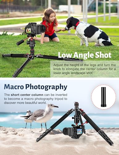 Tripod for Camera, 83" Camera Tripods & Monopods with Metal Handle, Professional Aluminum Camera Tripod, Heavy Duty Tripod for DSLR Camera Lasers Spotting Scope Binoculars Telescope, Payload 35Lb
