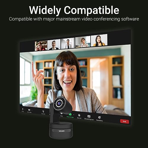 WAAWO PTZ 4K UHD Webcam, Multi Person Auto Framing, Control PTZ Through Remote Control, Privacy Protection, 1080p 60fps, Plug and Play, USB Webcam with Tripod