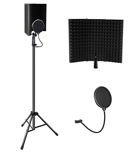 Professional Microphone Stand with Isolation Shield Kit