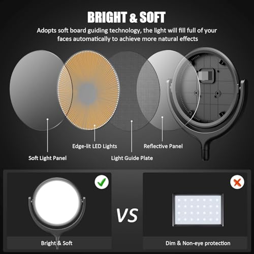 Newest Ring Light with Stand Tripod, Video Lighting for Video Recording 10"Key Light with Phone Holder, 2800 Lumens Podcast Lighting for Online Teaching/Recording/Streaming/Photography/YouTube/TikTok