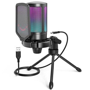 FIFINE USB Gaming Microphone with RGB and Stand