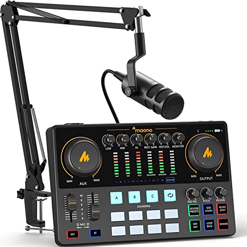 MAONO 10-Channel Podcast Equipment Bundle with Microphone