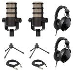 Rode PodMic Pair with Stands, Headphones, Cables