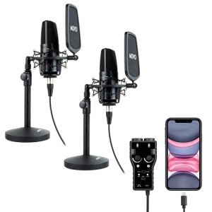 Movo Dual-Person Podcast Kit with Microphones & Stands