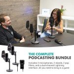 Movo Dual-Person Podcast Kit with Microphones & Stands