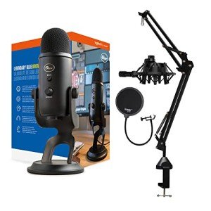 Blue Yeti Microphone Bundle with Boom Arm & Filter