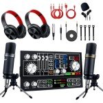 Podcast Equipment Bundle with Condenser Microphone & Mixer