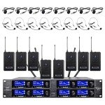 8-Channel Wireless Microphone System with Lavalier & Headsets