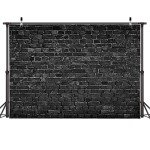 AIIKES 7x5ft Black Brick Wall Backdrop