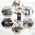 C Shaped End Tables with Charging Station - Brown