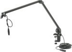 K&M König & Meyer 23860.311.55 Microphone Desk Boom Arm Stand | Thread Connector | Wide Table Clamp Range For Smooth Surfaces/Tubes | Extra Long Mic Cable w/3 Pin XLR Plug Incl. | German Made Black