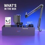 FIFINE USB Microphone with Boom Arm and Pop Filter