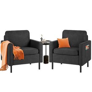 Fabric Comfy Accent Chairs Set for Small Spaces