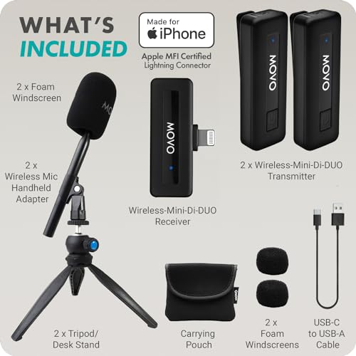 Movo Wireless Mini Microphone Bundle for Podcasting