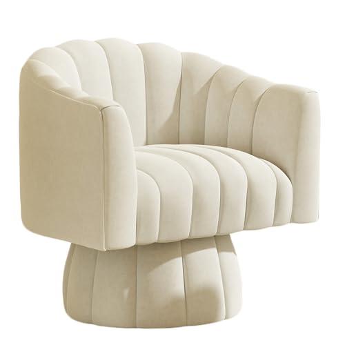 Mid Century Modern swivel accent chair in beige