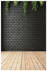 5X7FT Black Vinyl Backdrop with Wood Floor Design