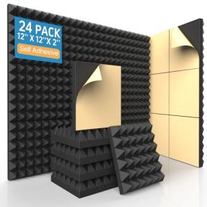 AUSLET 24 Pack Soundproof Foam Panels - Black
