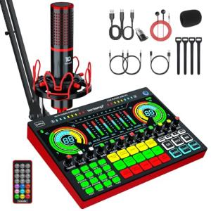 Podcasting Equipment Bundle with XLR Microphone & Mixer