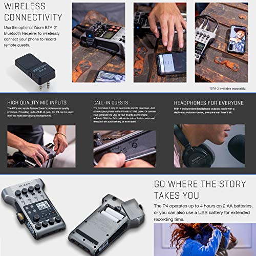 Zoom PodTrak P4 Podcasting Equipment Complete Bundle