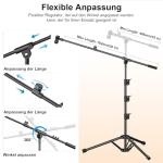 ZOMON Microphone Stand, Tripod Boom Arm Floor Mic Stand Height Adjustable Heavy Duty with Carrying Bag 2 Mic Clips 3/8" to 5/8" Adapter for Singing Podcast for Blue Yeti Shure SM58 SM48 Samson Q2U