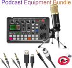 Podcast Equipment Bundle with Condenser Microphone & Mixer